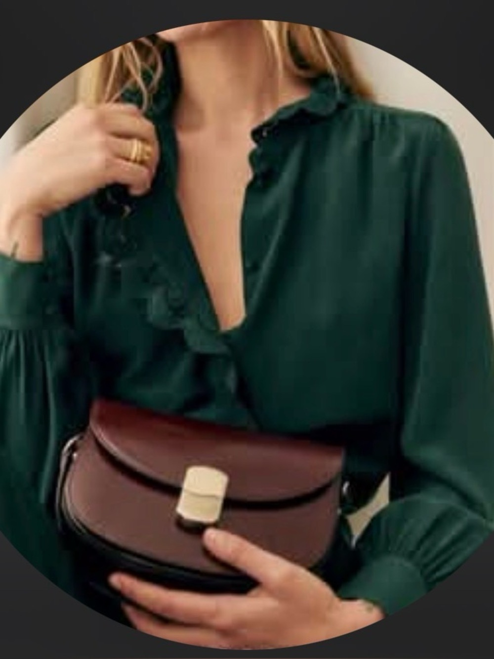 Sezane Womens Ruffle Front Blouse - Seafoam Green